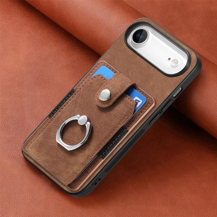 For iPhone Air Retro Skin-feel Ring Card Wallet Phone Case