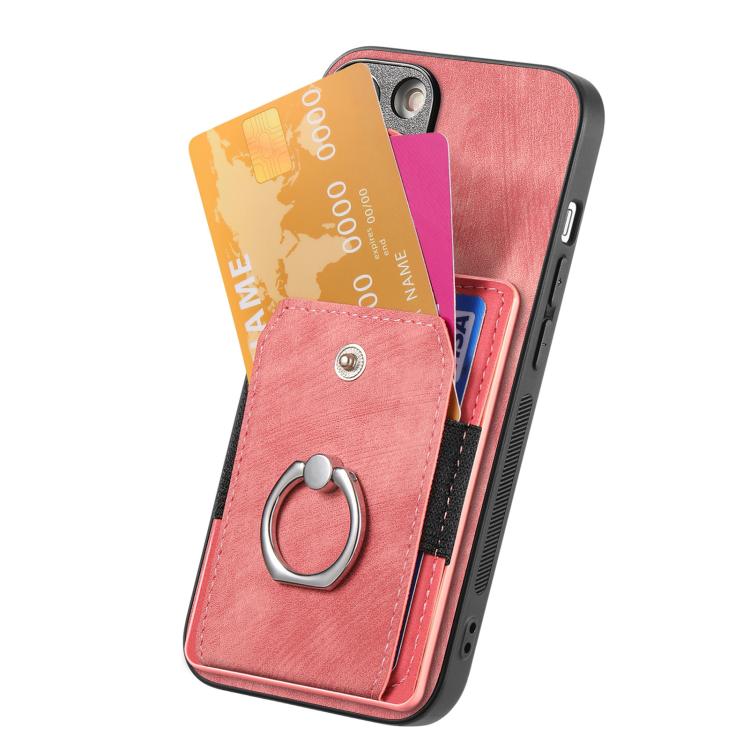 For iPhone 17 Pro Max Retro Skin-feel Ring Card Wallet Phone Case