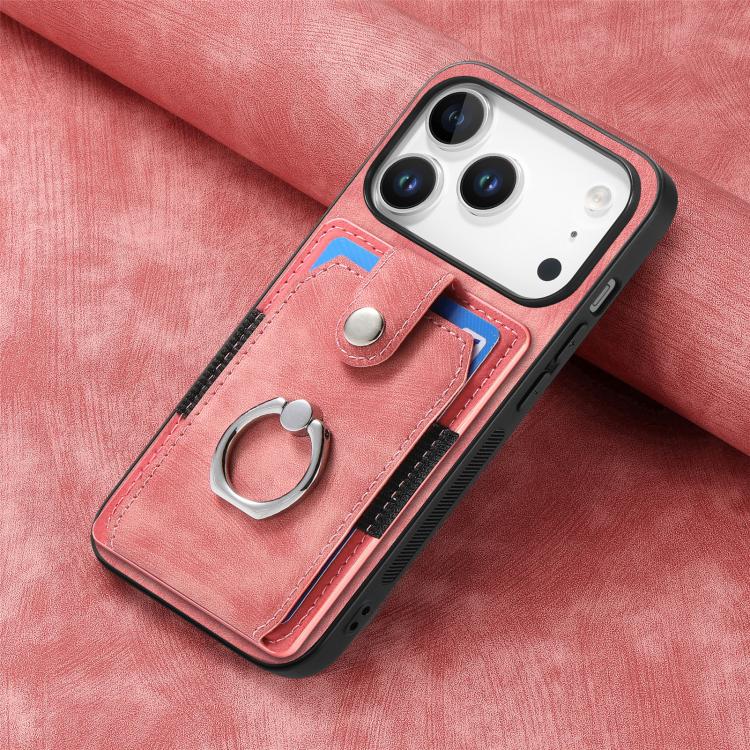 For iPhone 17 Pro Max Retro Skin-feel Ring Card Wallet Phone Case