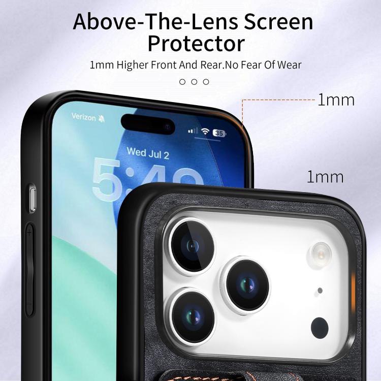 For iPhone 17 Pro Max Retro Skin-feel Ring Card Wallet Phone Case