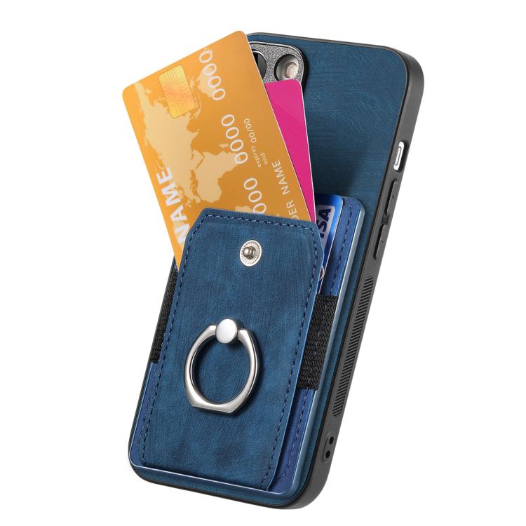 For iPhone 17 Pro Max Retro Skin-feel Ring Card Wallet Phone Case