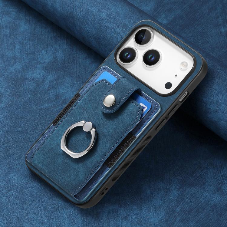For iPhone 17 Pro Max Retro Skin-feel Ring Card Wallet Phone Case