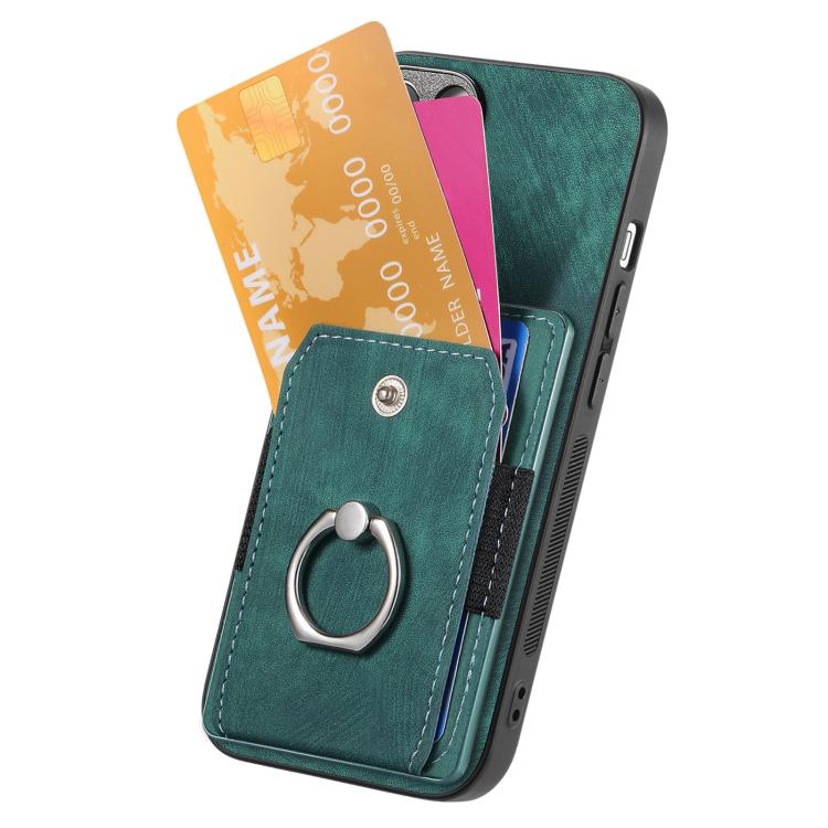 For iPhone 17 Pro Max Retro Skin-feel Ring Card Wallet Phone Case
