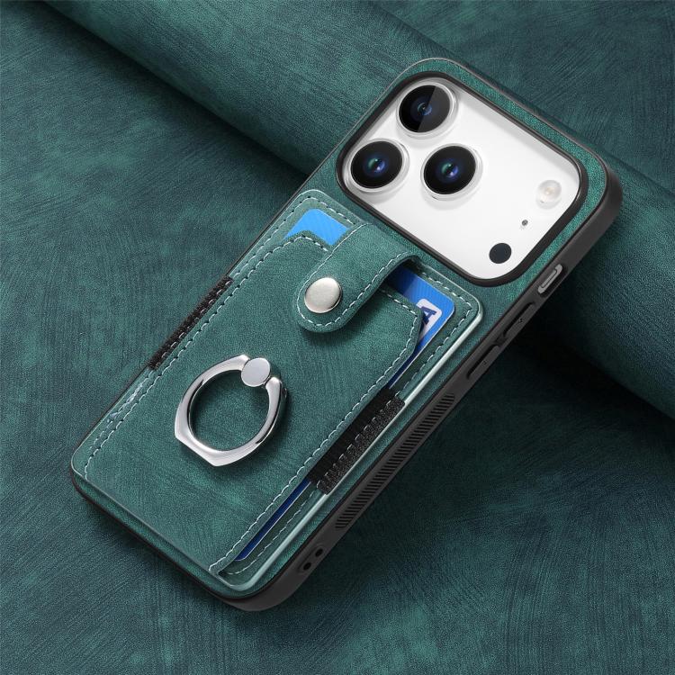 For iPhone 17 Pro Max Retro Skin-feel Ring Card Wallet Phone Case