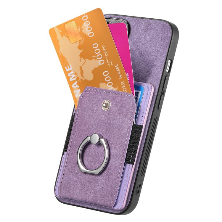 For iPhone 17 Pro Max Retro Skin-feel Ring Card Wallet Phone Case
