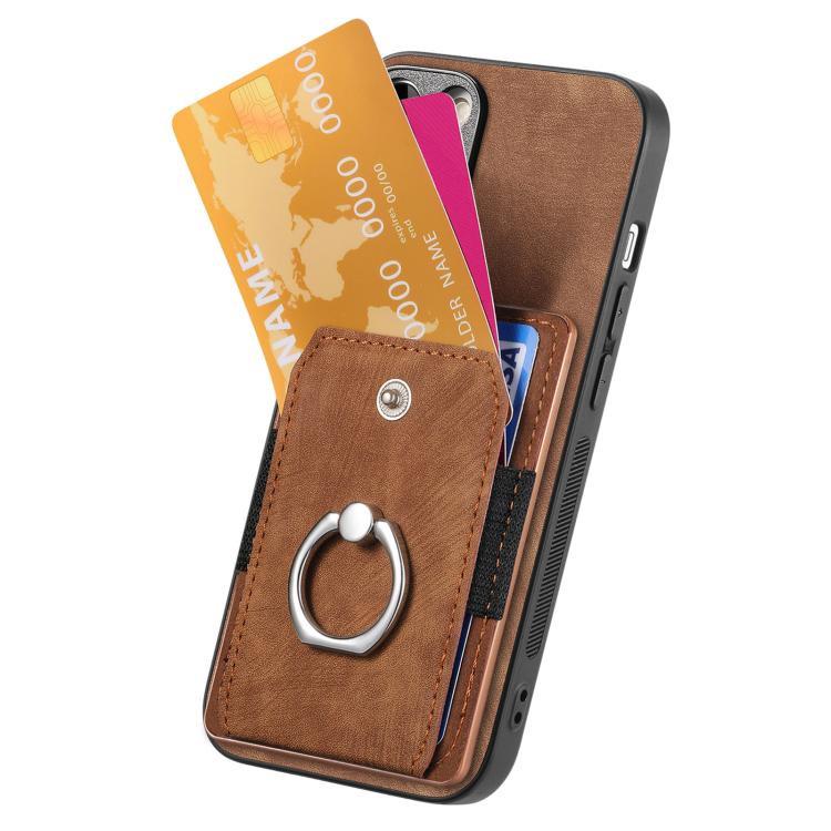 For iPhone 17 Pro Max Retro Skin-feel Ring Card Wallet Phone Case