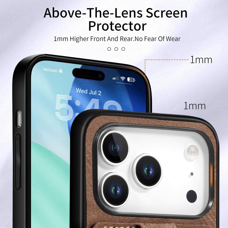 For iPhone 17 Pro Max Retro Skin-feel Ring Card Wallet Phone Case