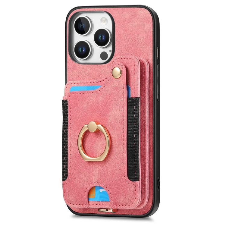For iPhone 16 Pro Retro Skin-feel Ring Multi-card Wallet Phone Case