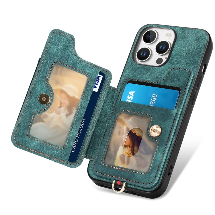 For iPhone 16 Pro Retro Skin-feel Ring Multi-card Wallet Phone Case