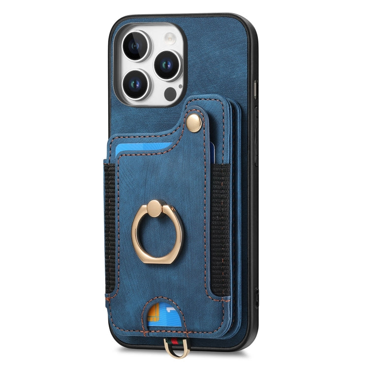 For iPhone 16 Pro Max Retro Skin-feel Ring Multi-card Wallet Phone Case