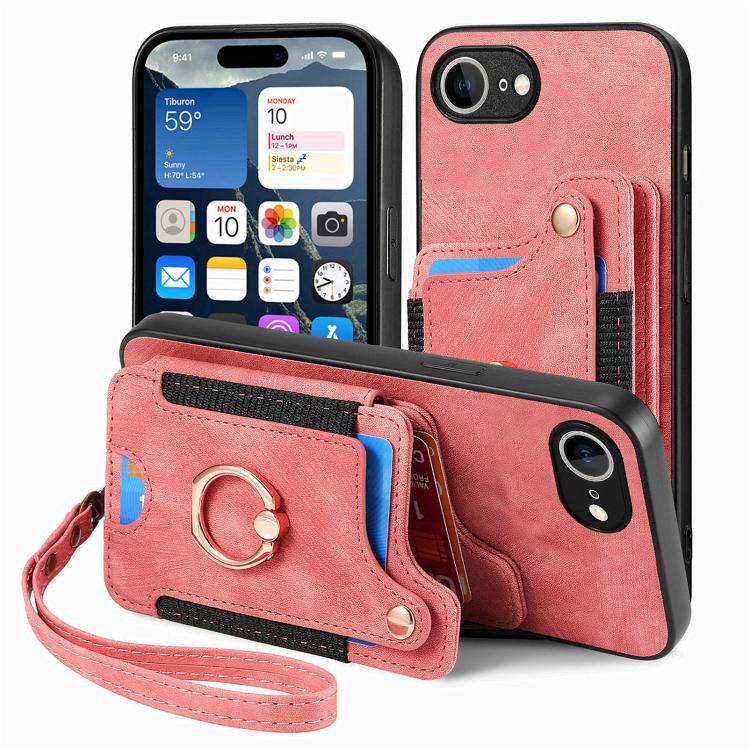 For iPhone 17e / 16e Retro Skin-feel Ring Multi-card Wallet Phone Case