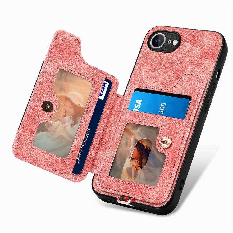 For iPhone 17e / 16e Retro Skin-feel Ring Multi-card Wallet Phone Case