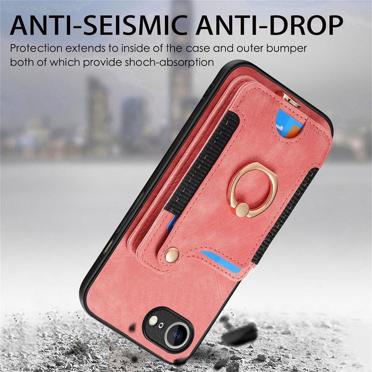 For iPhone 17e / 16e Retro Skin-feel Ring Multi-card Wallet Phone Case