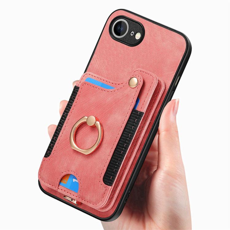For iPhone 17e / 16e Retro Skin-feel Ring Multi-card Wallet Phone Case