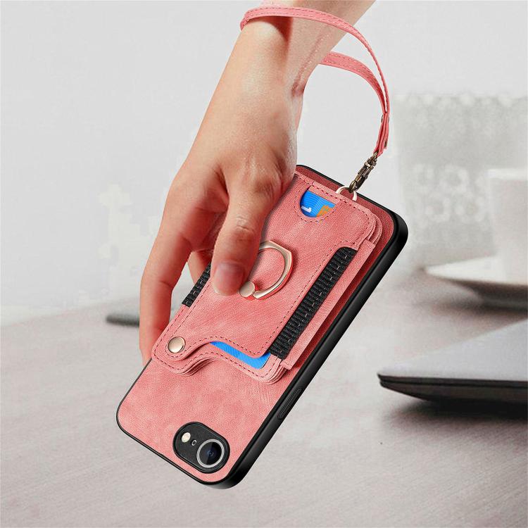 For iPhone 17e / 16e Retro Skin-feel Ring Multi-card Wallet Phone Case