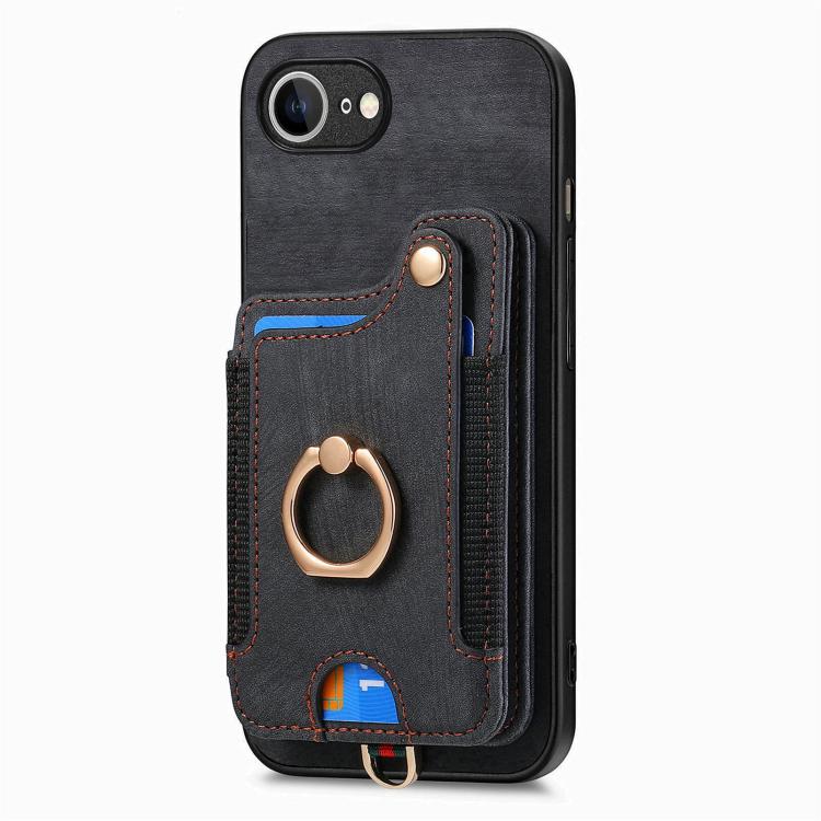 For iPhone 17e / 16e Retro Skin-feel Ring Multi-card Wallet Phone Case