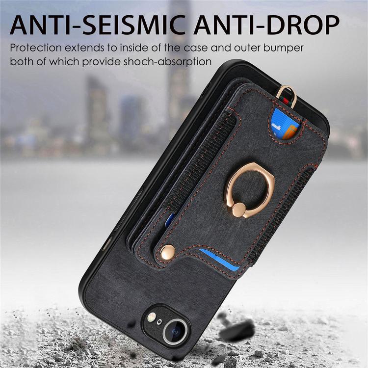 For iPhone 17e / 16e Retro Skin-feel Ring Multi-card Wallet Phone Case