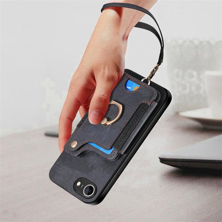 For iPhone 17e / 16e Retro Skin-feel Ring Multi-card Wallet Phone Case