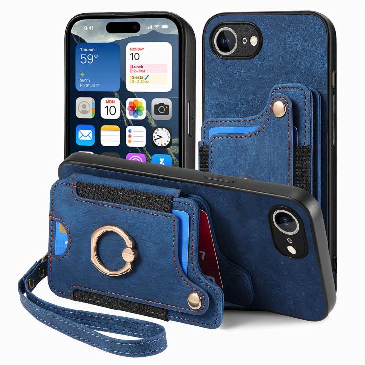 For iPhone 17e / 16e Retro Skin-feel Ring Multi-card Wallet Phone Case