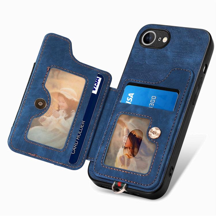 For iPhone 17e / 16e Retro Skin-feel Ring Multi-card Wallet Phone Case