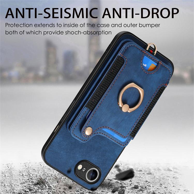 For iPhone 17e / 16e Retro Skin-feel Ring Multi-card Wallet Phone Case