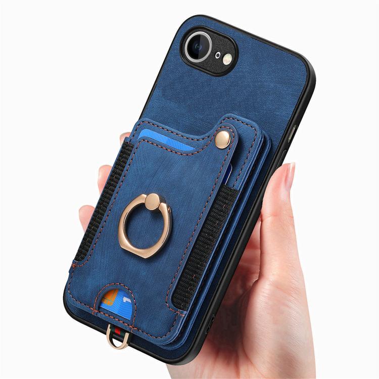 For iPhone 17e / 16e Retro Skin-feel Ring Multi-card Wallet Phone Case