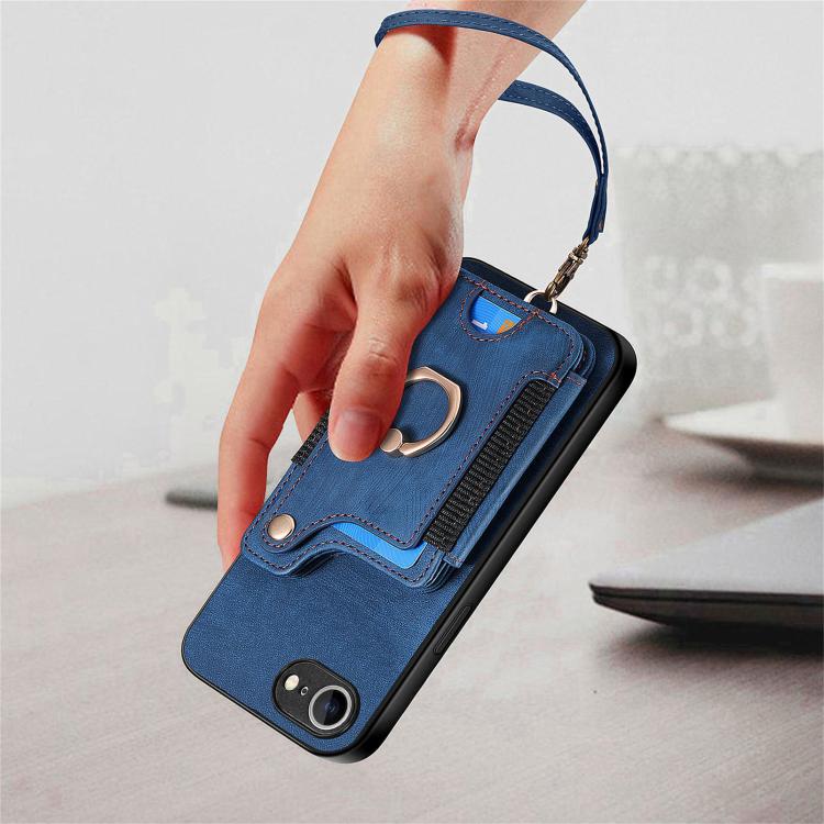 For iPhone 17e / 16e Retro Skin-feel Ring Multi-card Wallet Phone Case
