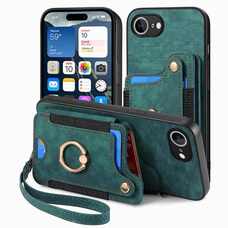 For iPhone 17e / 16e Retro Skin-feel Ring Multi-card Wallet Phone Case