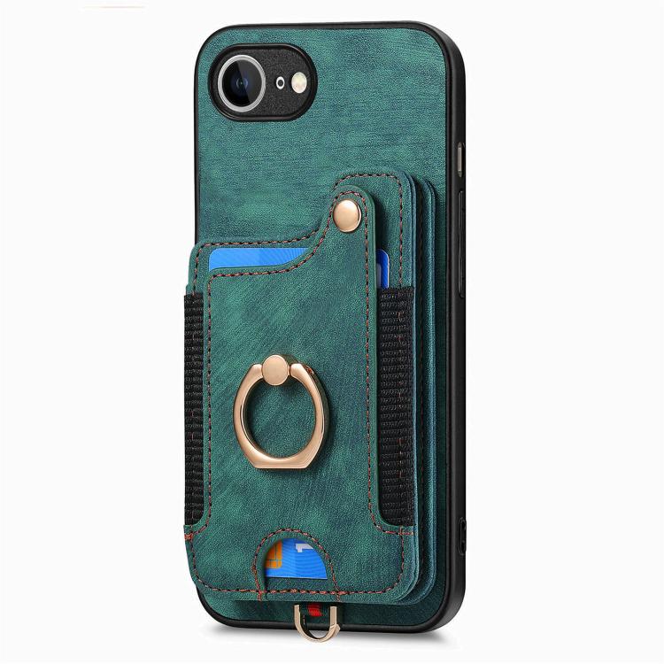For iPhone 17e / 16e Retro Skin-feel Ring Multi-card Wallet Phone Case
