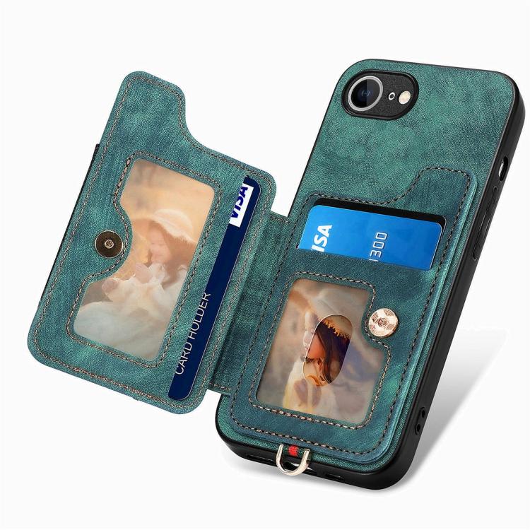 For iPhone 17e / 16e Retro Skin-feel Ring Multi-card Wallet Phone Case