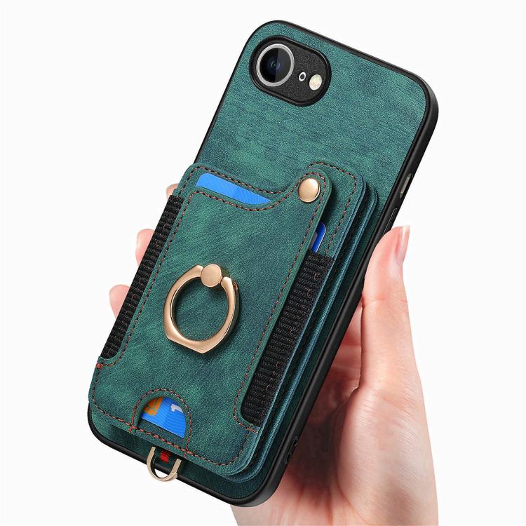 For iPhone 17e / 16e Retro Skin-feel Ring Multi-card Wallet Phone Case