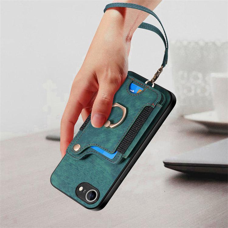 For iPhone 17e / 16e Retro Skin-feel Ring Multi-card Wallet Phone Case