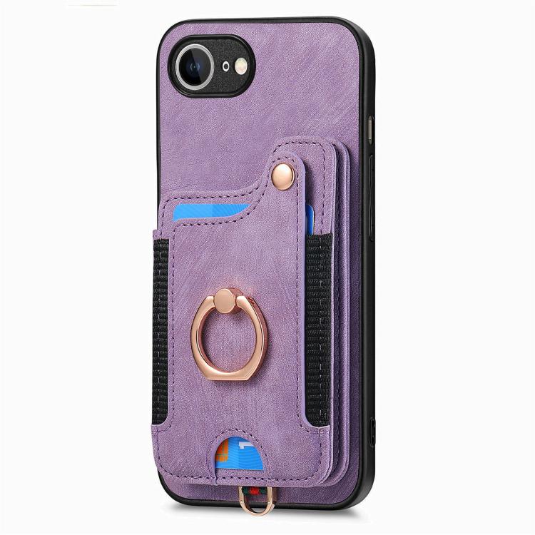 For iPhone 17e / 16e Retro Skin-feel Ring Multi-card Wallet Phone Case