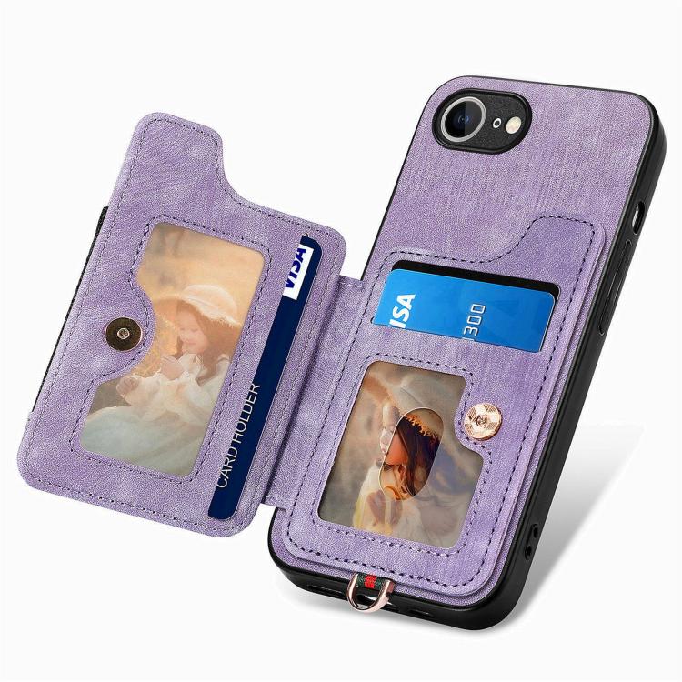 For iPhone 17e / 16e Retro Skin-feel Ring Multi-card Wallet Phone Case