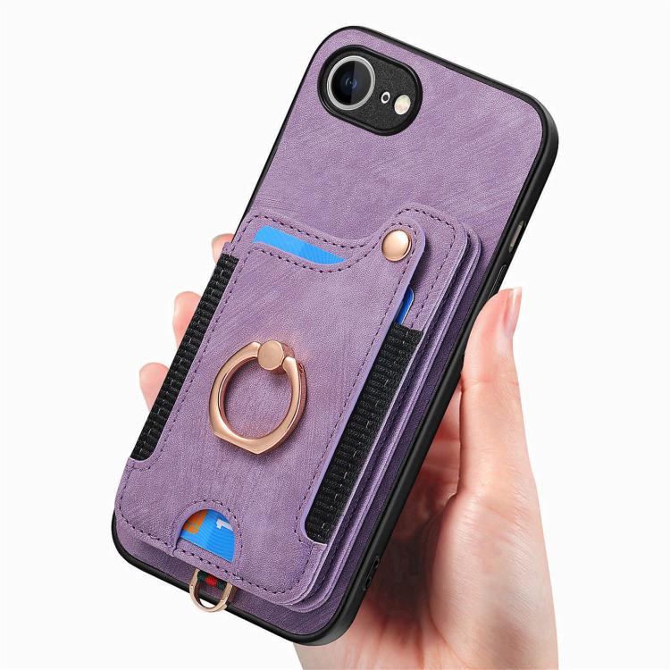 For iPhone 17e / 16e Retro Skin-feel Ring Multi-card Wallet Phone Case