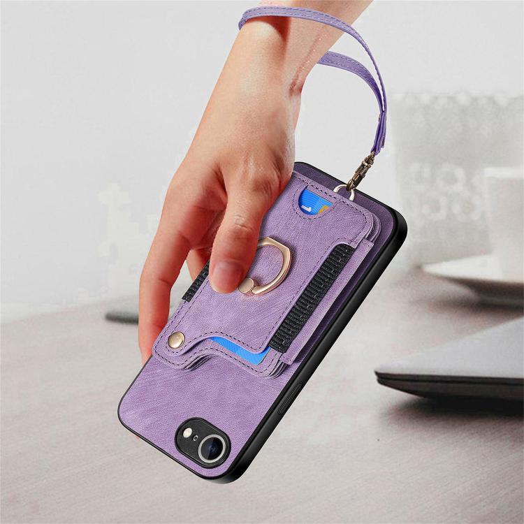 For iPhone 17e / 16e Retro Skin-feel Ring Multi-card Wallet Phone Case