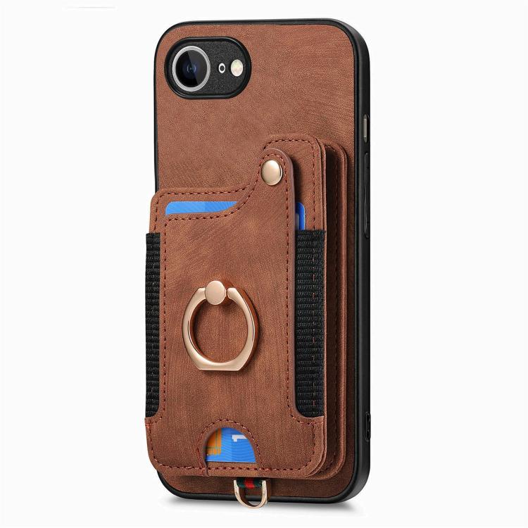 For iPhone 17e / 16e Retro Skin-feel Ring Multi-card Wallet Phone Case