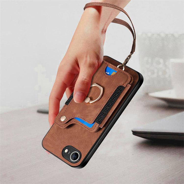 For iPhone 17e / 16e Retro Skin-feel Ring Multi-card Wallet Phone Case