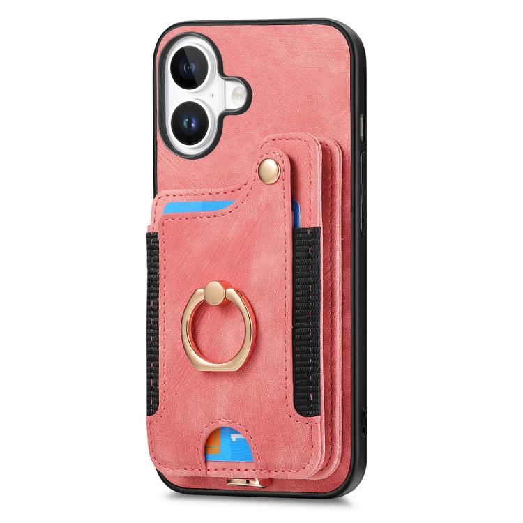 For iPhone 17 Retro Skin-feel Ring Multi-card Wallet Phone Case