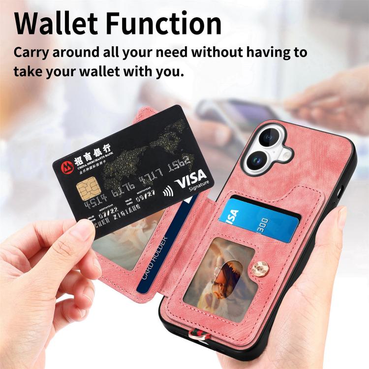 For iPhone 17 Retro Skin-feel Ring Multi-card Wallet Phone Case