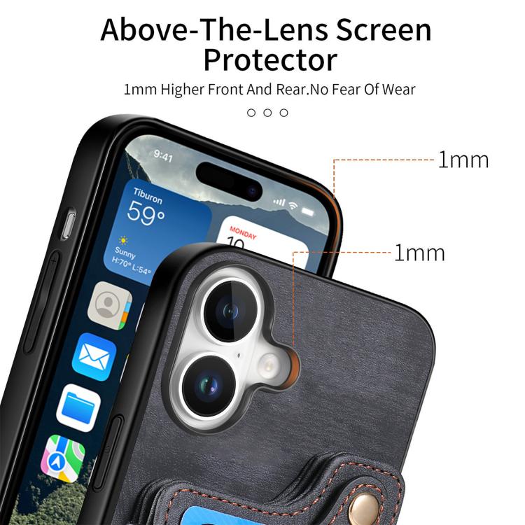 For iPhone 17 Retro Skin-feel Ring Multi-card Wallet Phone Case