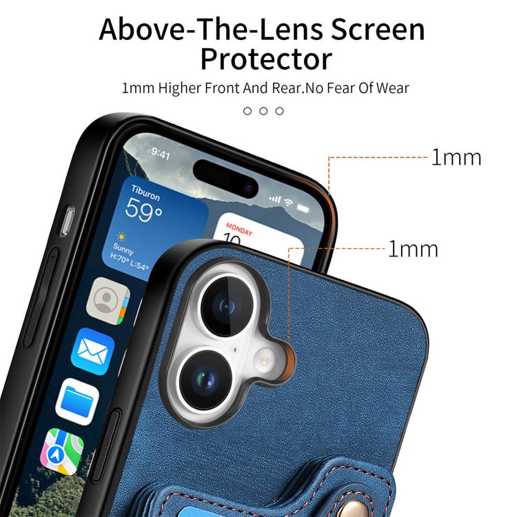 For iPhone 17 Retro Skin-feel Ring Multi-card Wallet Phone Case