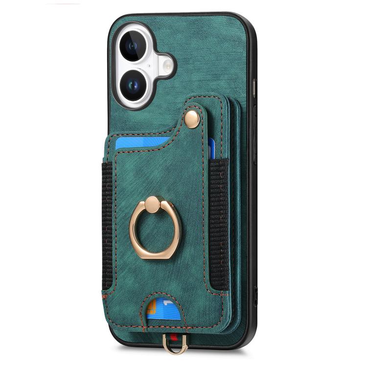 For iPhone 17 Retro Skin-feel Ring Multi-card Wallet Phone Case