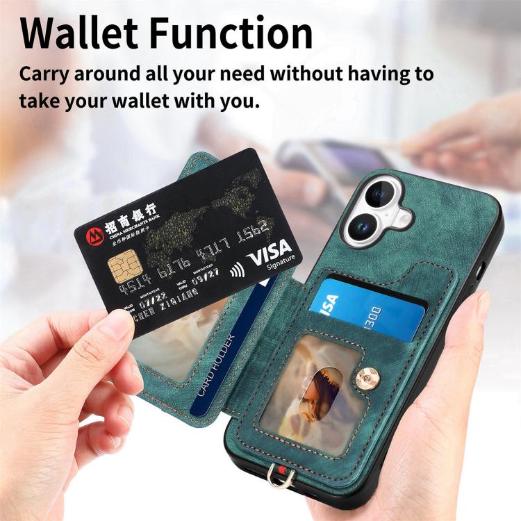 For iPhone 17 Retro Skin-feel Ring Multi-card Wallet Phone Case