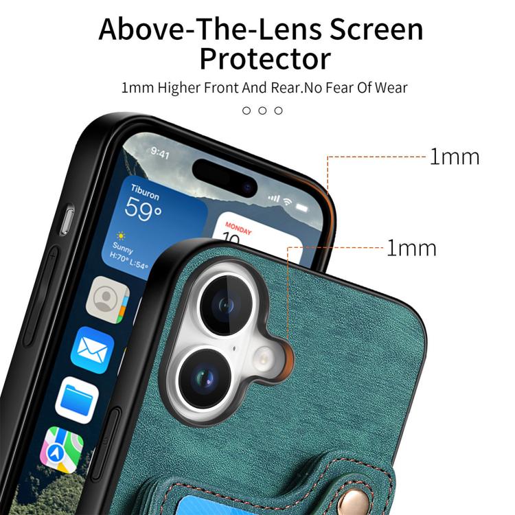 For iPhone 17 Retro Skin-feel Ring Multi-card Wallet Phone Case