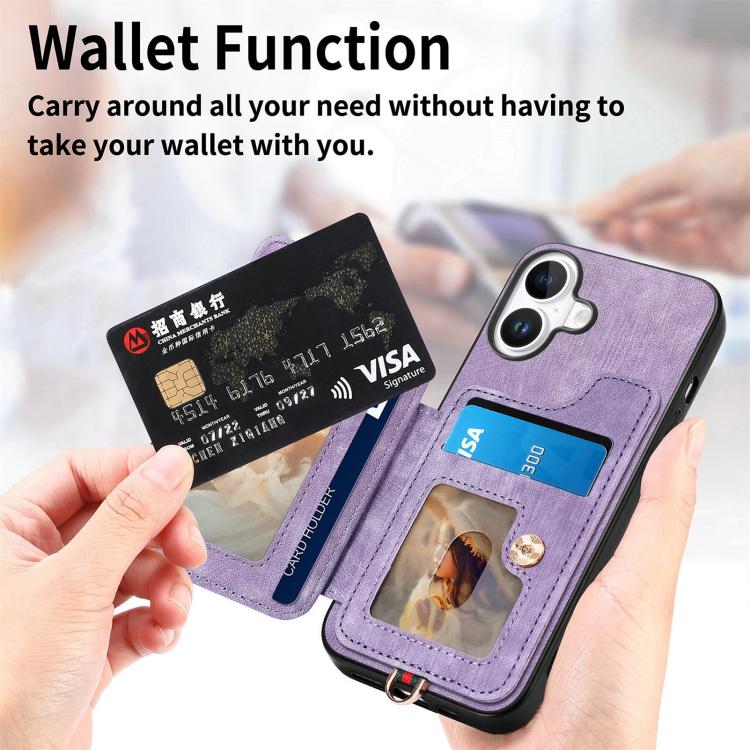 For iPhone 17 Retro Skin-feel Ring Multi-card Wallet Phone Case