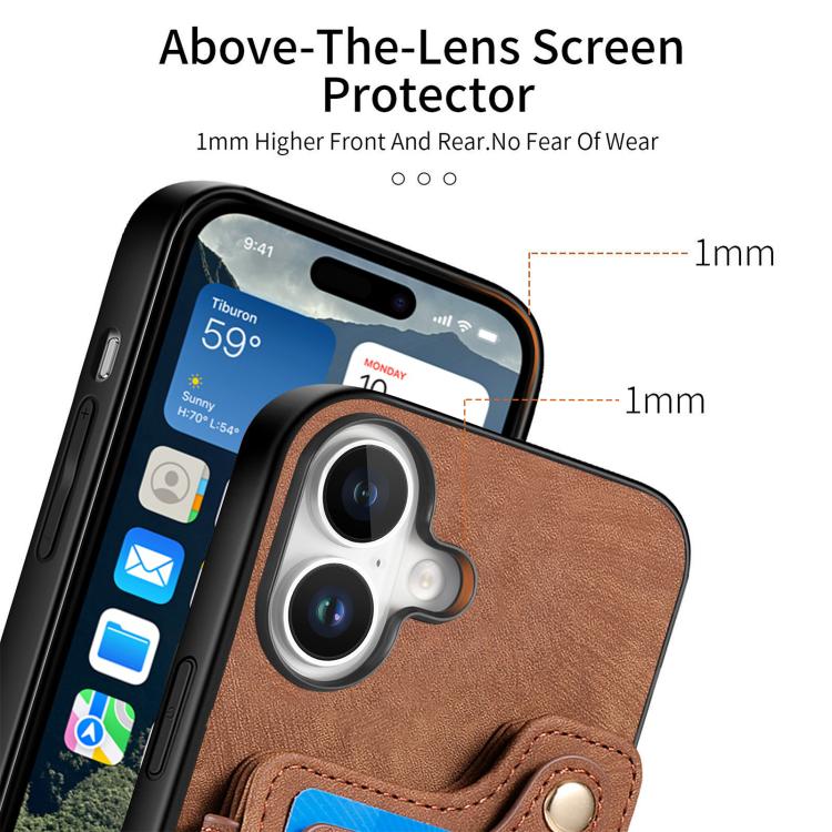 For iPhone 17 Retro Skin-feel Ring Multi-card Wallet Phone Case