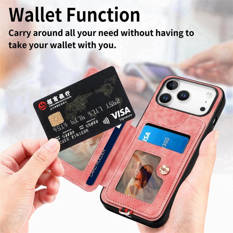 For iPhone 17 Pro Max Retro Skin-feel Ring Multi-card Wallet Phone Case