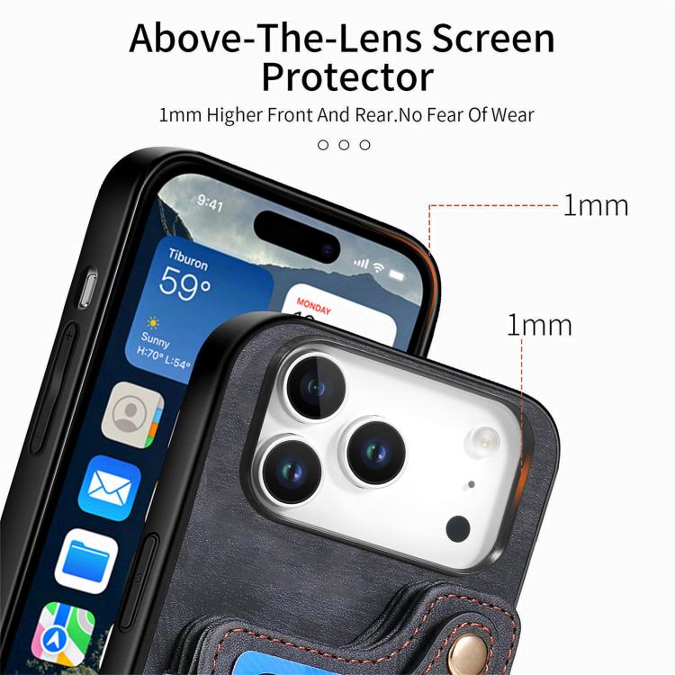For iPhone 17 Pro Max Retro Skin-feel Ring Multi-card Wallet Phone Case