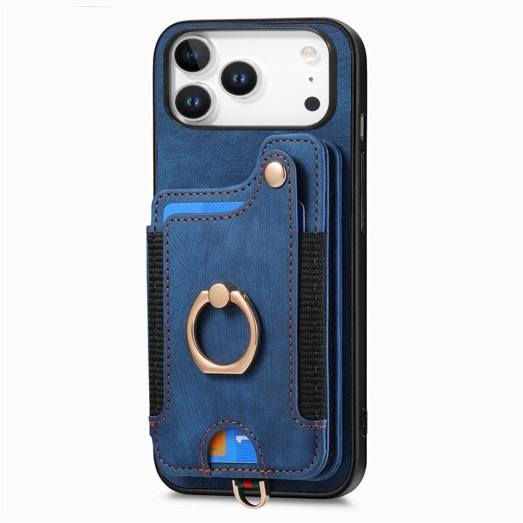 For iPhone 17 Pro Max Retro Skin-feel Ring Multi-card Wallet Phone Case
